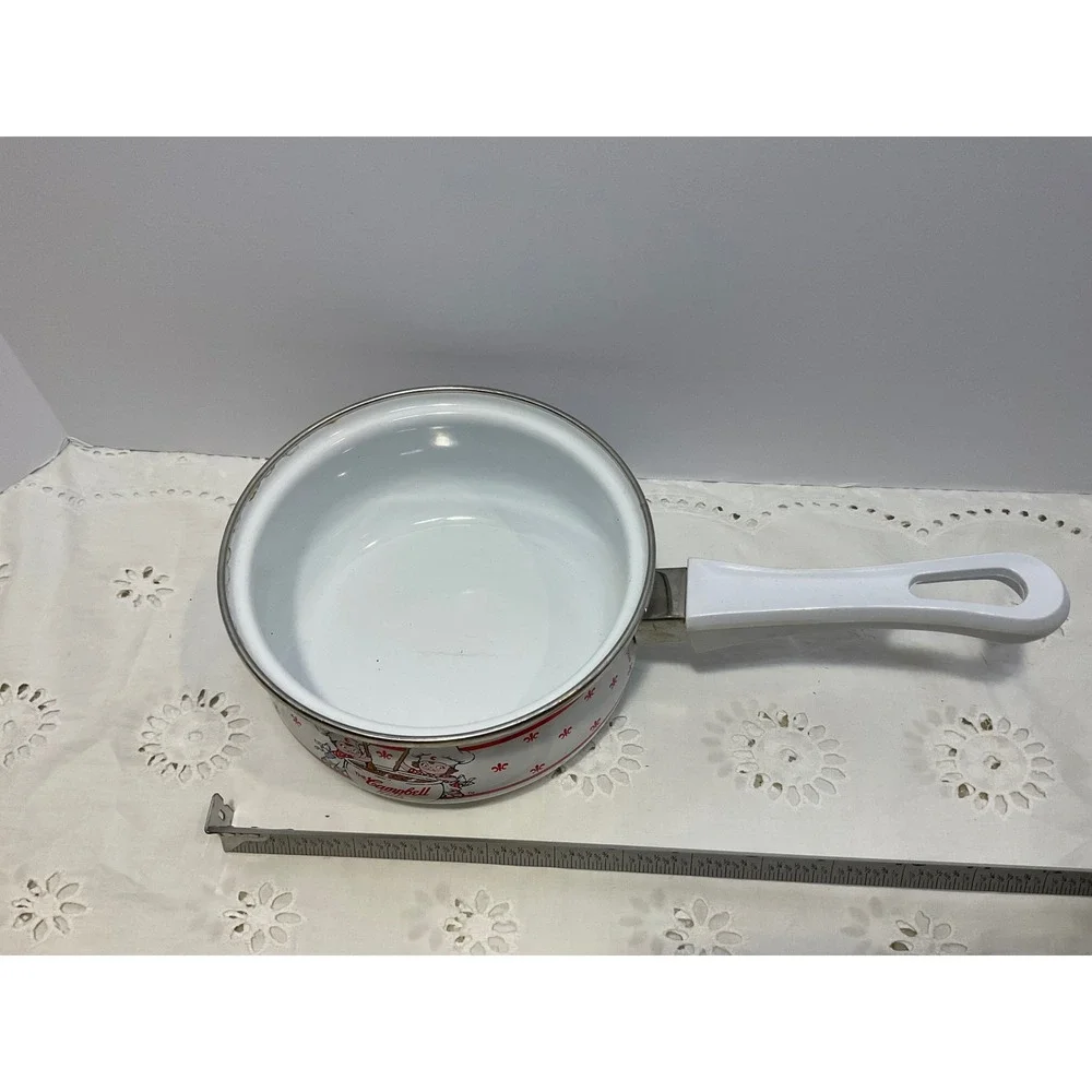 Campbells Soup Enamelware Set Stockpot Saucepan Mugs Ladle Vintage Style 5pc